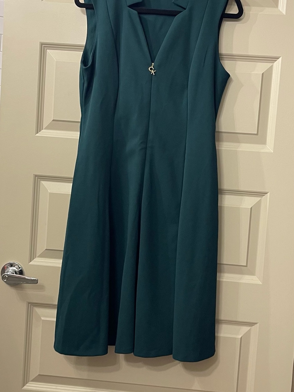 Calvin Klein Deep Teal Collared Sleeveless A-Line Dress Size 12